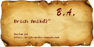 Brich Anikó névjegykártya